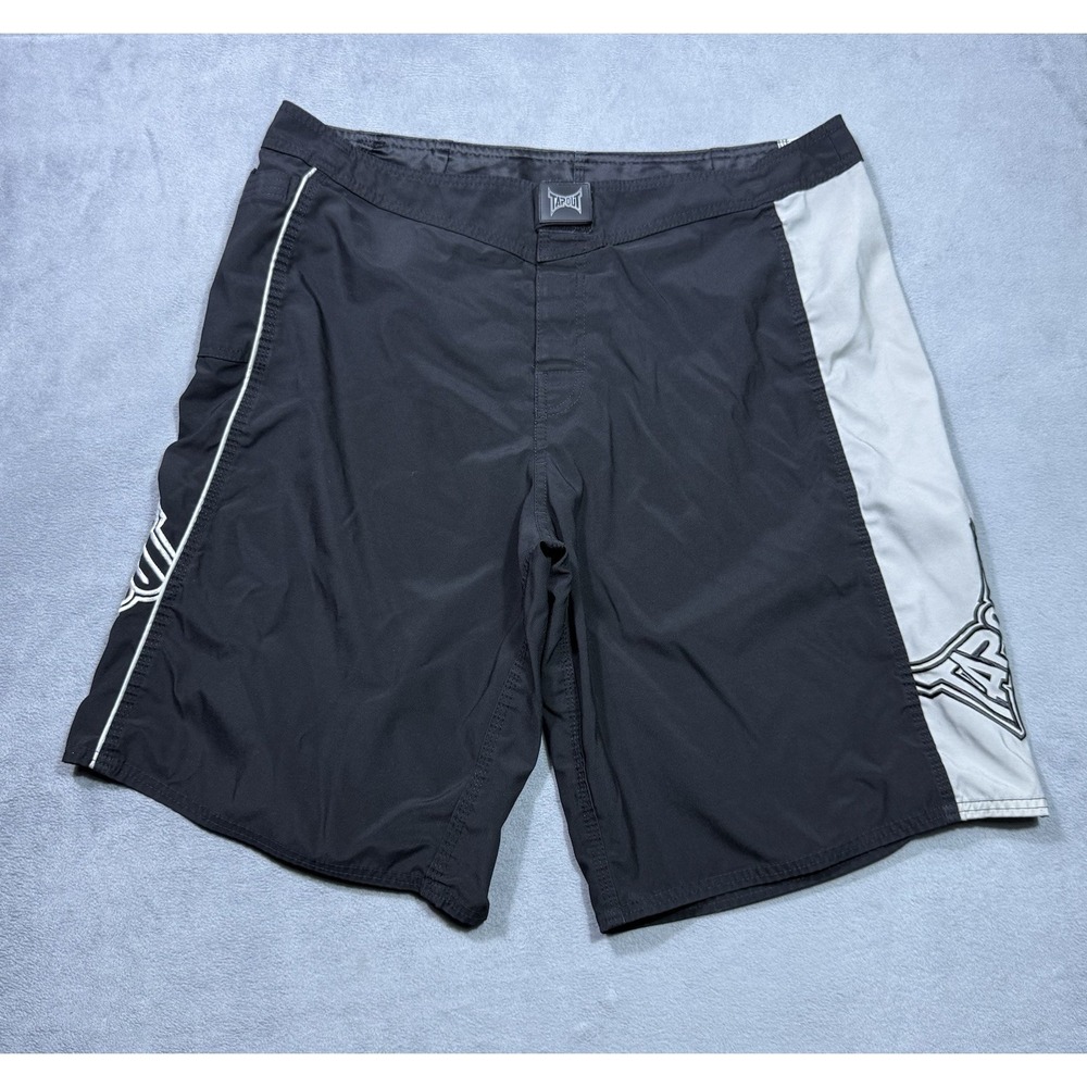 Tapout MMA Fight Board Shorts Mens XL Black Gray Grappling UFC Training Combat